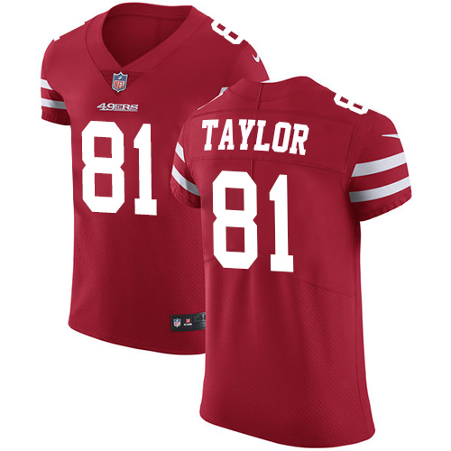 Nike 49ers #81 Trent Taylor Red Team Color Men's Stitched NFL Vapor Untouchable Elite Jersey - Click Image to Close